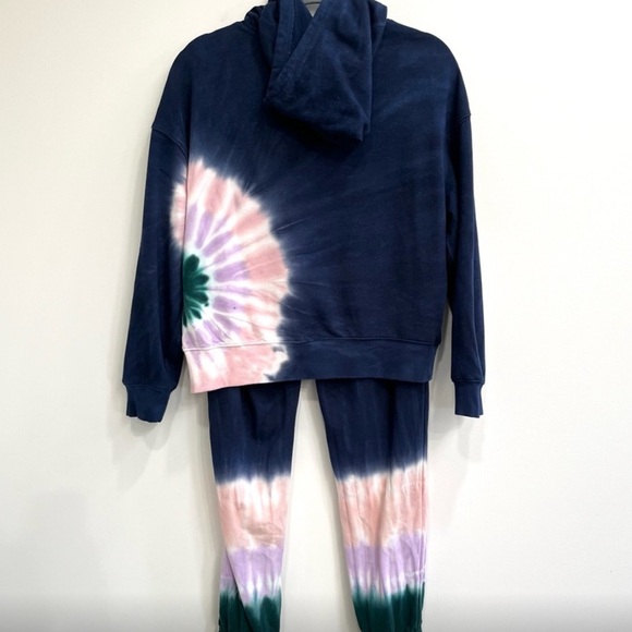 Wildfox French Terrycloth Navy Tie-Dye Hoodie & Jogger Set - Picture 4 of 14